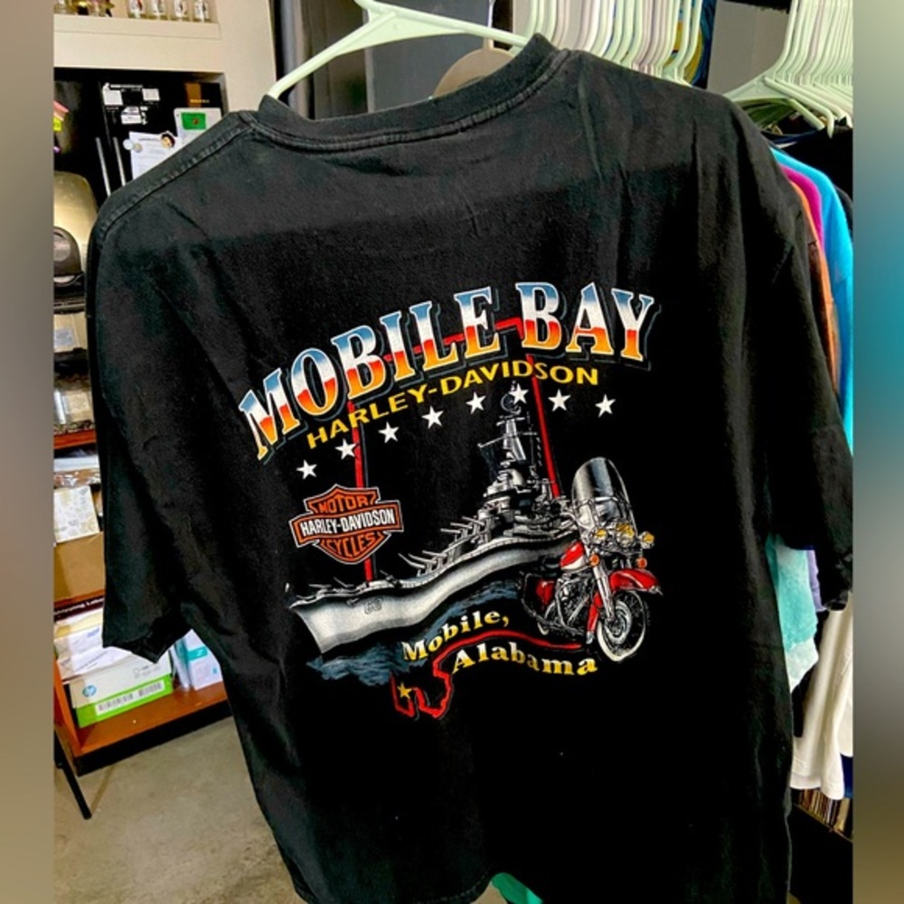Vintage Mens Harley-Davidson black pocket t shirt Mobile Bay, Alabama sz: L